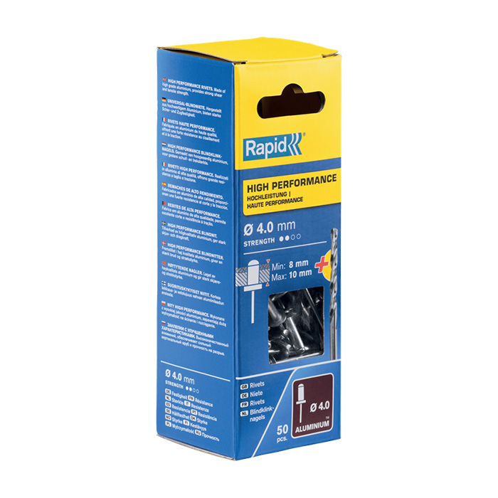 Rapid High Performance Blindklinknagels Ø 4,0 x 14mm + boor in blister (50 stuks)